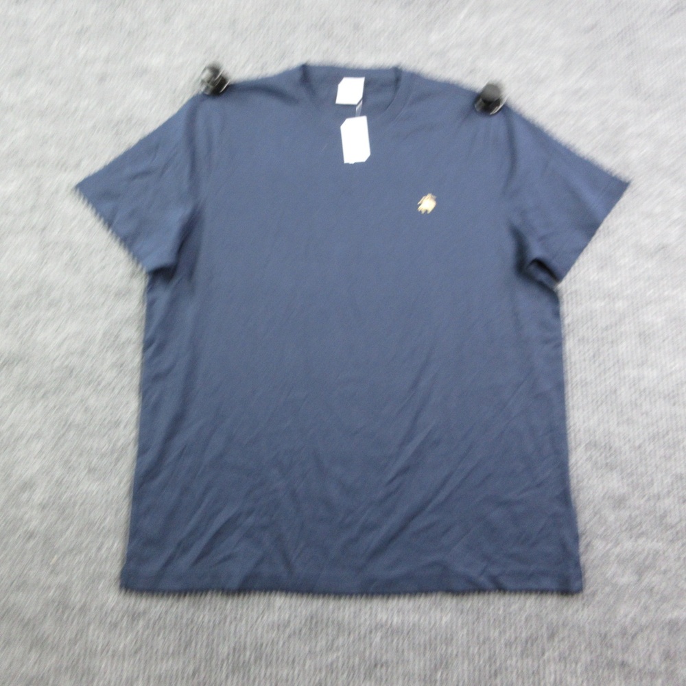 Brooks Brothers Shirt Mens XL Blue Short Sleeve Crew Neck Cotton Jersey Logo NWT